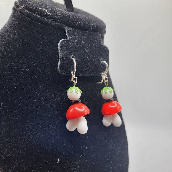 True Vintage 60s Mod Bauhaus Style Earrings with Sterling Silver Ear Loops - 2" - Picture 4 of 5